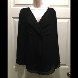 White House Black Market double sheer black blouse